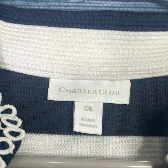 Charter Club Striped lace top navy & white XXL - Picture 2 of 6